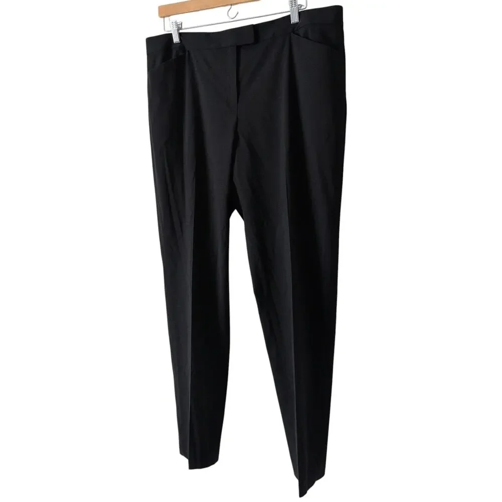 Lafayette 148 New York Black‎ Irving Trouser Pants Size 14 Wool Blend Minimalist